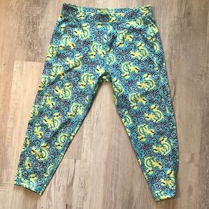 Disneyland Hong Kong Floral Checkered Mickey Mouse Logo Leggings